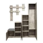 Nenich entrance furniture in grey oak shade 150x37x180cm - Image 5