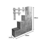 Nenich entrance furniture in grey oak shade 150x37x180cm - Image 6