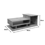 Coffee table Nuvele in grey cement-sonoma shade 90x50x35cm - Слика 6