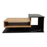 Coffee table Nuvele in black marble-sonoma shade 90x50x35cm - Слика 3