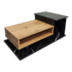 Coffee table Nuvele in black marble-sonoma shade 90x50x35cm - Слика 4