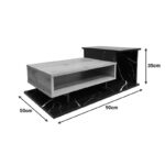 Coffee table Nuvele in black marble-sonoma shade 90x50x35cm - Слика 6