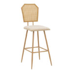 Bar stool Camilla I pe rattan natural-fabric natural-metal in natural color 47.5x58x117cm