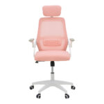 Office chair Peja fabric mesh pink-frame white 58x60x107-117cm - Слика 4
