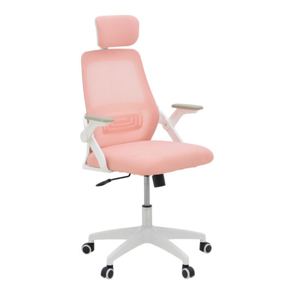 Office chair Peja fabric mesh pink-frame white 58x60x107-117cm