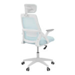 Office chair Peja fabric mesh light blue-frame white 58x60x107-117cm - Image 2