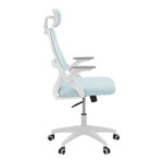 Office chair Peja fabric mesh light blue-frame white 58x60x107-117cm - Image 3