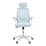Office chair Peja fabric mesh light blue-frame white 58x60x107-117cm - Image 4
