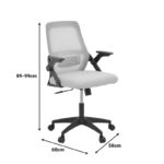 Office chair Reji fabric mesh light blue -frame white 58x60x89-99cm - Image 6