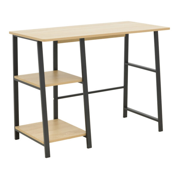 Study desk Ferje with shelves mdf in natural-black color 100x48x75cm