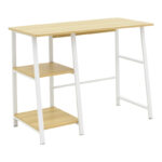 Study desk Ferje with shelves mdf in natural-white color 100x48x75cm