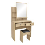 Dressing table Cenzo in natural and black color 80x40x155cm - Слика 2