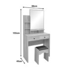 Dressing table Cenzo in natural and black color 80x40x155cm - Слика 6