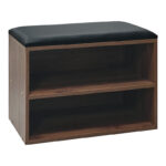 Shoe cabinet stool Kiana 4 pairs in walnut color 60x32x44cm