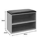 Shoe cabinet stool Kiana 4 pairs in walnut color 60x32x44cm - Слика 3