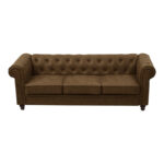 3-seater sofa Chesterfield type antique brown pu 203x84x67cm - Image 3