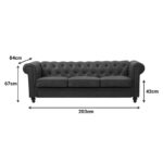 3-seater sofa Chesterfield type antique brown pu 203x84x67cm - Image 5