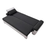 Gaby three-seater sofa bed fabric with storage space in black-gray shade 260x88x88cm - Image 5
