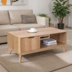 Hamea mdf coffee table in natural shade 110x55.2x45cm - Слика 2