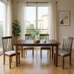 Трпезариска маса Mabor-Houston на расклопување, ореово дрво, 120-150x80x73,8 см