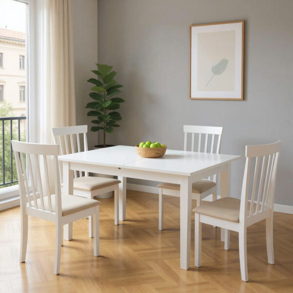 Mabor-Houston extendable dining table, white wood, 120-150x80x73.8cm