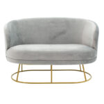 2 seater sofa Rony  grey velvet - golden metal 132x82x83cm - Слика 2