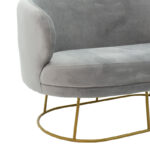 2 seater sofa Rony  grey velvet - golden metal 132x82x83cm - Слика 4