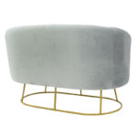 2 seater sofa Rony  grey velvet - golden metal 132x82x83cm - Слика 5