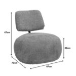 Stonie armchair bouclé fabric in beige shade 67x73x67cm - Слика 5