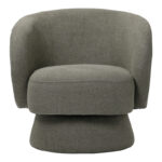 Kreslo swivel armchair fabric in khaki color 78x81x77cm - Image 3
