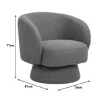 Kreslo swivel armchair fabric in khaki color 78x81x77cm - Image 5