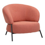 Фотелја Jennie од теракота ткаенина со црни метални ногарки 84x84x71.5 см