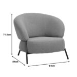 Armchair Jennie terracota fabric with black metal legs 84x84x71.5cm - Слика 5