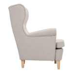 Armchair - bergère Malei cream fabric-wooden legs 85x93x100cm - Слика 2