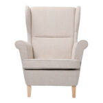 Armchair - bergère Malei cream fabric-wooden legs 85x93x100cm - Слика 3