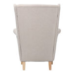 Armchair - bergère Malei cream fabric-wooden legs 85x93x100cm - Слика 4