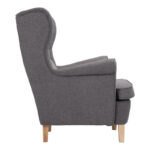 Armchair - bergère Malei grey fabric-wooden legs 85x93x100cm - Слика 2