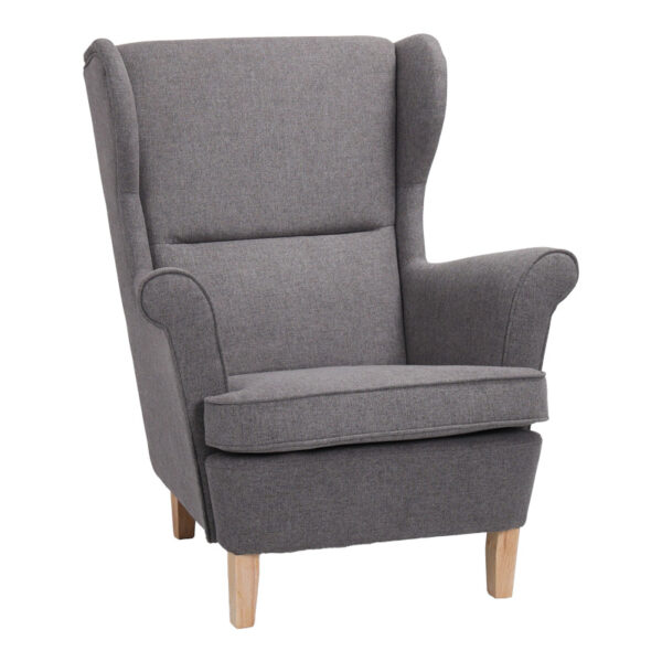 Armchair - bergère Malei grey fabric-wooden legs 85x93x100cm