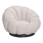 Nester swivel armchair boucle fabric in beige color 98x97x69cm