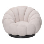 Nester swivel armchair boucle fabric in beige color 98x97x69cm - Image 3
