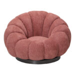 Nester swivel armchair boucle fabric in rotten apple color 98x97x69cm - Image 3