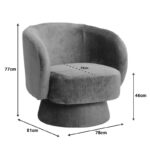 Kreslo swivel armchair fabric in dark grey color 78x81x77cm - Image 5