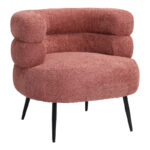 Foleja armchair boucle fabric in rotten apple color with black metal legs 76x75x72cm