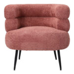 Foleja armchair boucle fabric in rotten apple color with black metal legs 76x75x72cm - Image 3
