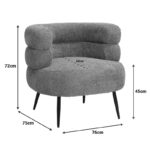 Foleja armchair boucle fabric in rotten apple color with black metal legs 76x75x72cm - Image 5
