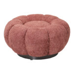 Nester swivel armchair with stool boucle fabric in rotten apple color 98x97x69cm - Image 5