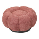Nester swivel armchair with stool boucle fabric in rotten apple color 98x97x69cm - Image 6