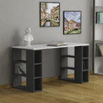 Working Table Colmar in white-dark grey color 140x60x75cm - Image 2