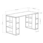 Working Table Colmar in white-dark grey color 140x60x75cm - Image 3