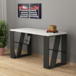 Working table Honey in white-dark grey color 137x60x75cm - Image 2
